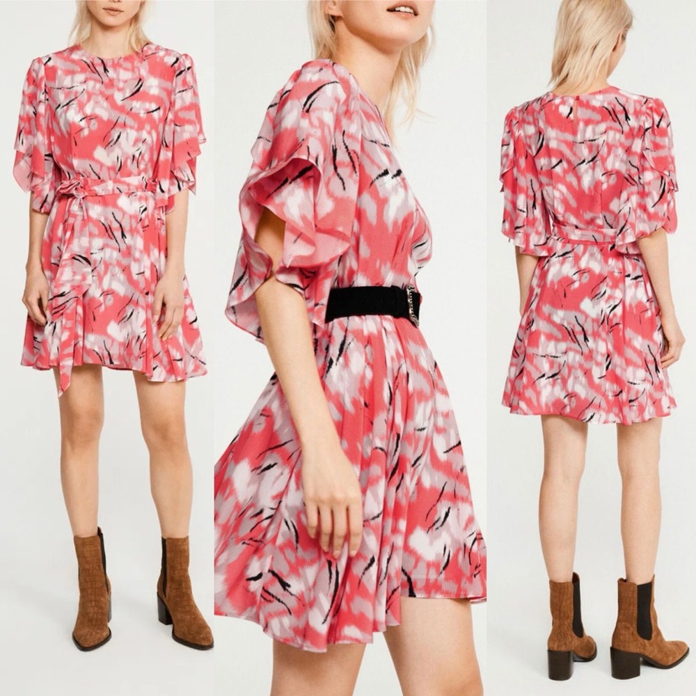 NWOT Claudie Pierlot Rabanel Floral-Print Silk Mini Dress $340 Size 42 or US 10